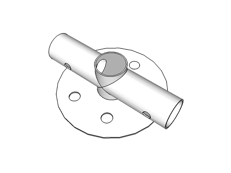 2-veis rørkobling for bunnramme, Ø42mm, 250x50mm