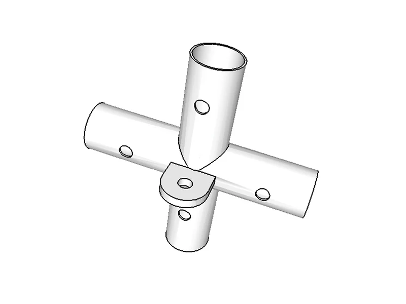 4-veis rettvinklet rørkobling m/flens, Ø42mm, 250x250mm