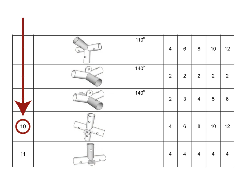 4-veis rettvinklet rørkobling m/flens, Ø42mm, 250x250mm - Image 2