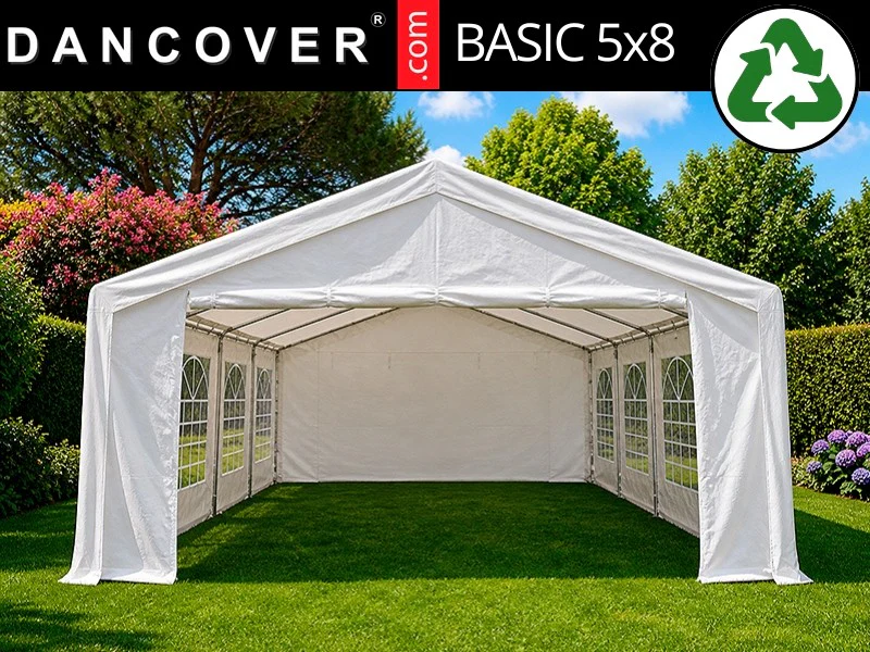 Partytelt Basic 5x8m PE 500, Hvit