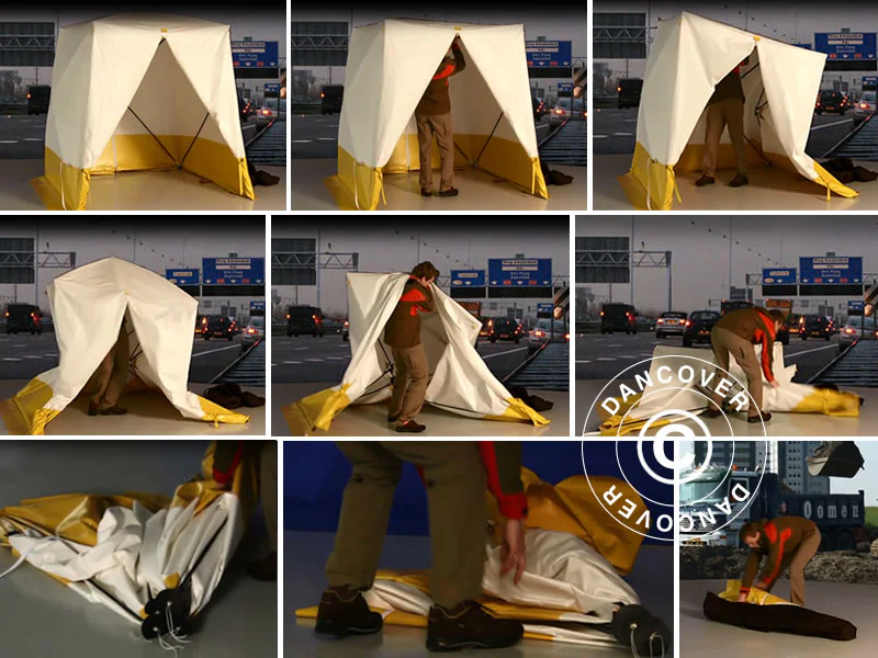 Arbeidstelt, FleXshelter Basic, 1,8x1,8x2m, Flammehemmende, Gul/Hvit - Image 12
