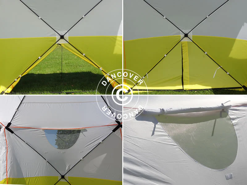 Arbeidstelt, FleXshelter Basic, 1,8x1,8x2m, Flammehemmende, Gul/Hvit - Image 9