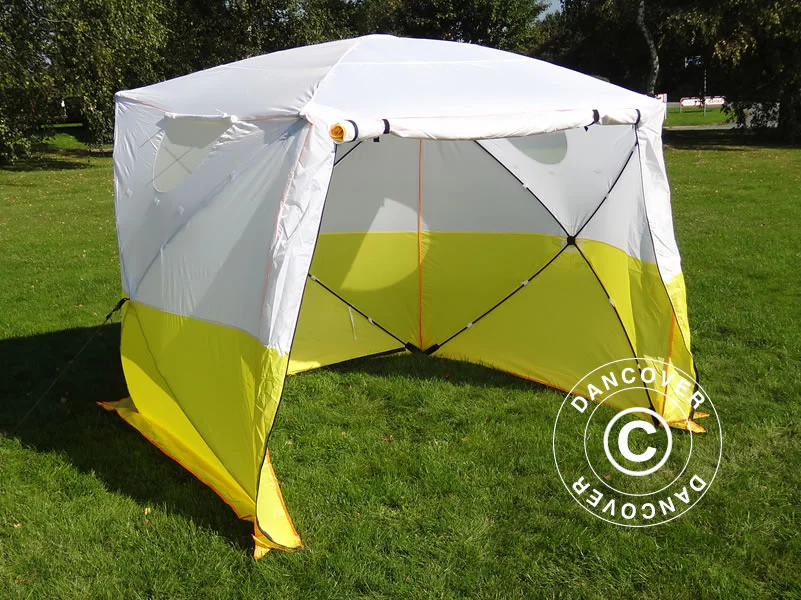 Arbeidstelt, FleXshelter Basic, 2,1x2,1x2m, Flammehemmende, Gul/Hvit - Image 3