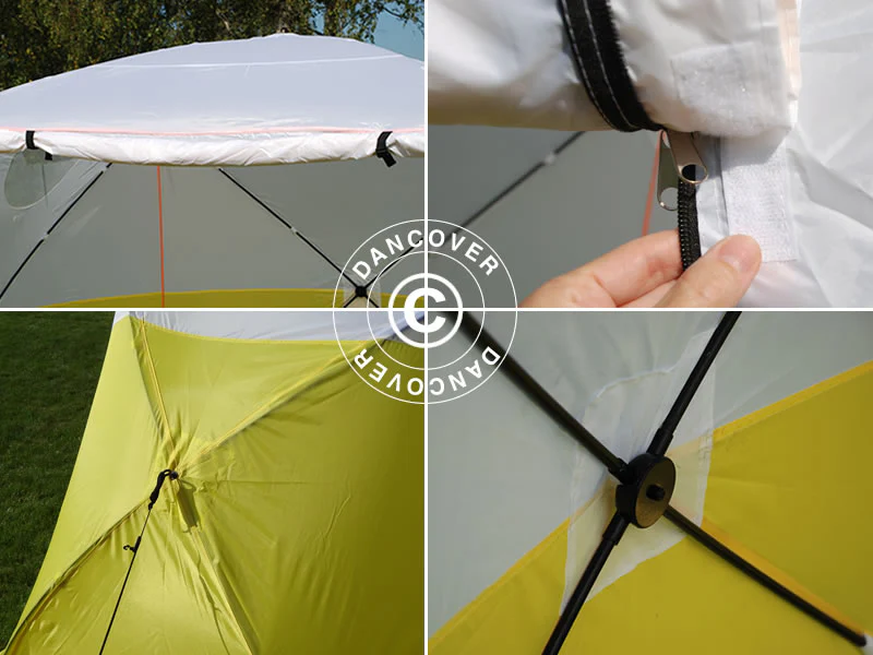 Arbeidstelt, FleXshelter Basic+, 2,5x2,5x2m, Flammehemmende, Gul/Hvit - Image 10