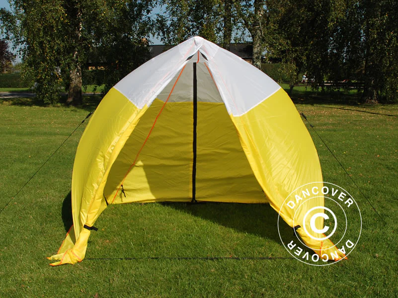 Arbeidstelt, FleXshelter Basic trekant, 1,8x1,9x2m, Flammehemmende, Gul/Hvit - Image 3