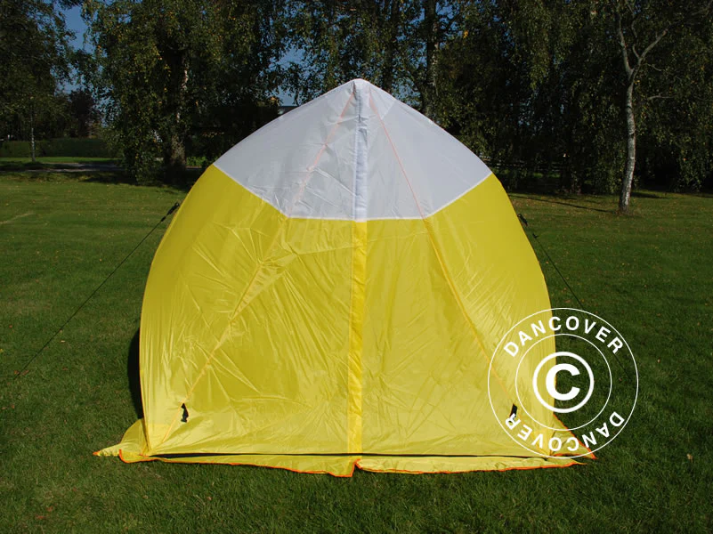 Arbeidstelt, FleXshelter Basic trekant, 1,8x1,9x2m, Flammehemmende, Gul/Hvit - Image 5