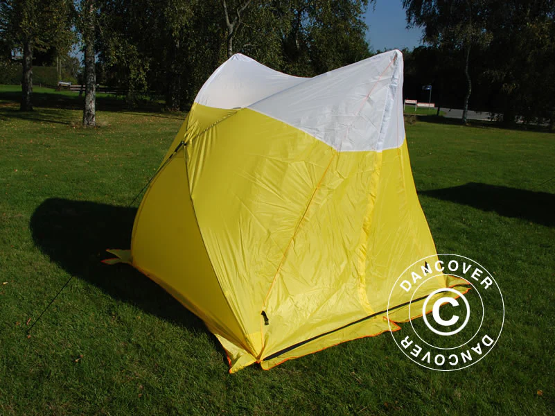Arbeidstelt, FleXshelter Basic trekant, 1,8x1,9x2m, Flammehemmende, Gul/Hvit - Image 6