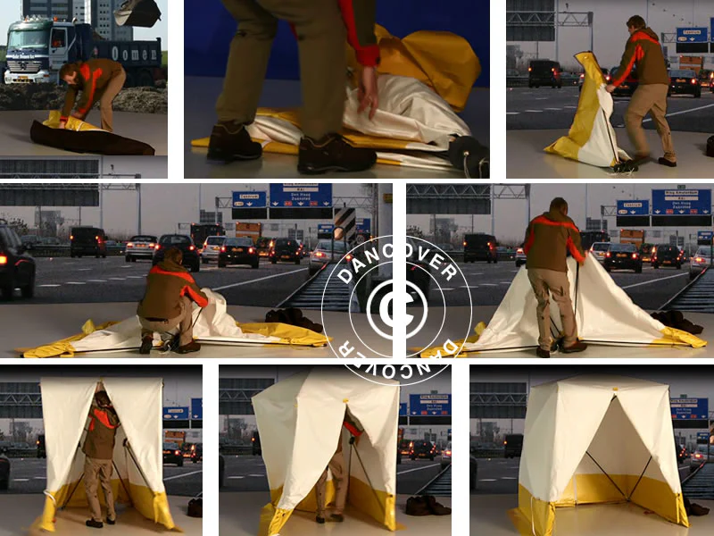 Arbeidstelt, FleXshelter PRO+, 2,1x2,1x2m, PVC, Flammehemmende, Gul/Hvit - Image 10