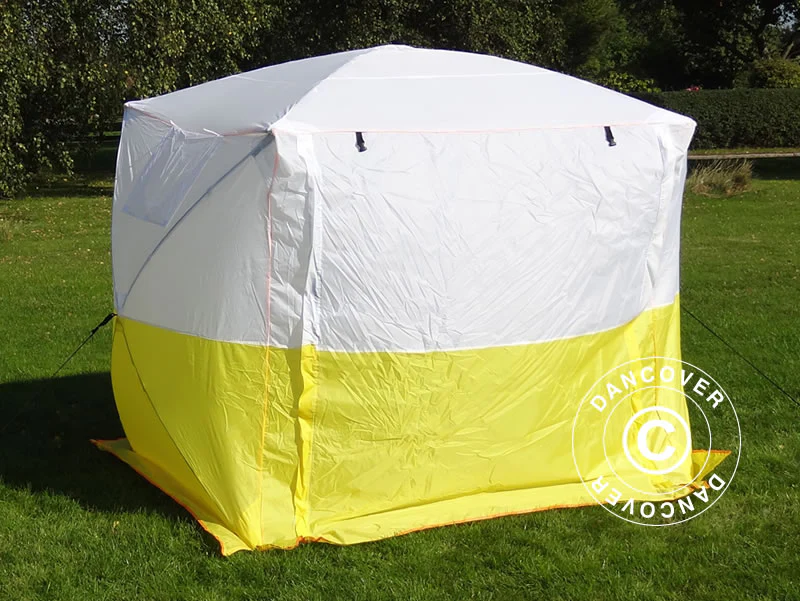 Arbeidstelt, FleXshelter PRO+, 2,5x2,5x2m, PVC, Flammehemmende, Gul/Hvit - Image 4