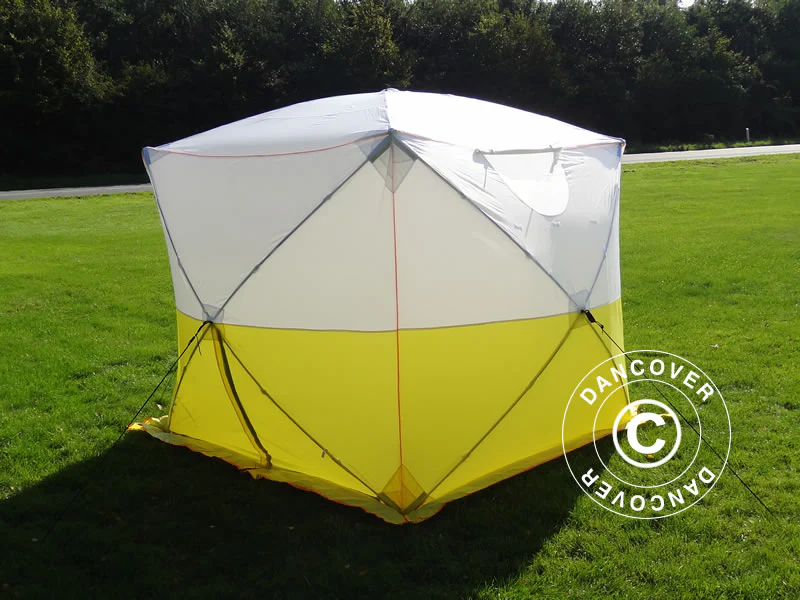 Arbeidstelt, FleXshelter PRO+, 2,5x2,5x2m, PVC, Flammehemmende, Gul/Hvit - Image 5