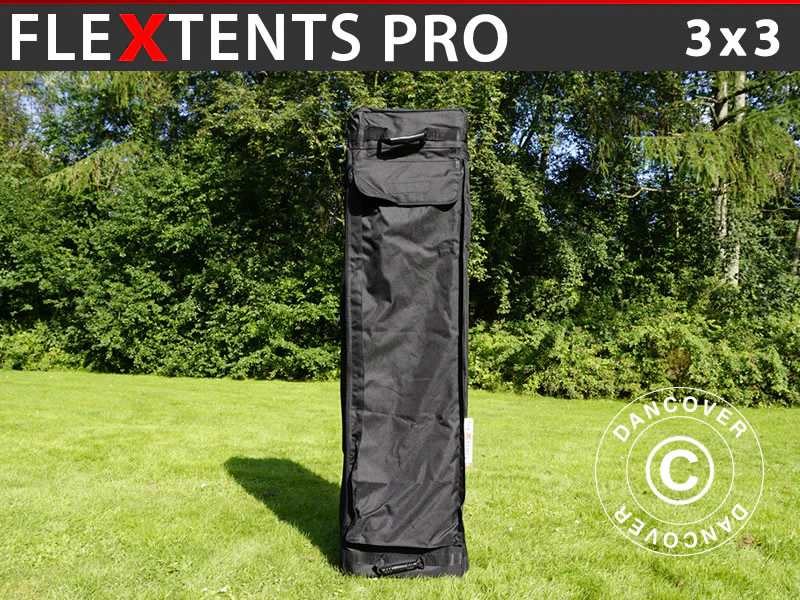 Bærebag m/hjul, Flextents PRO 3x3m, Svart