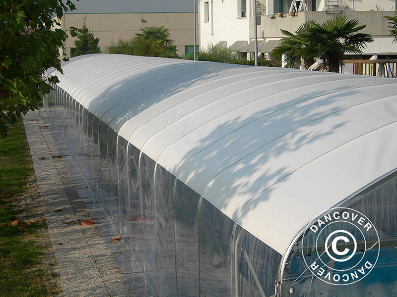 Bassengoverbygg, kan sammenfoldes, 6x10,3x2,7m, Hvit/Transparent - Image 3