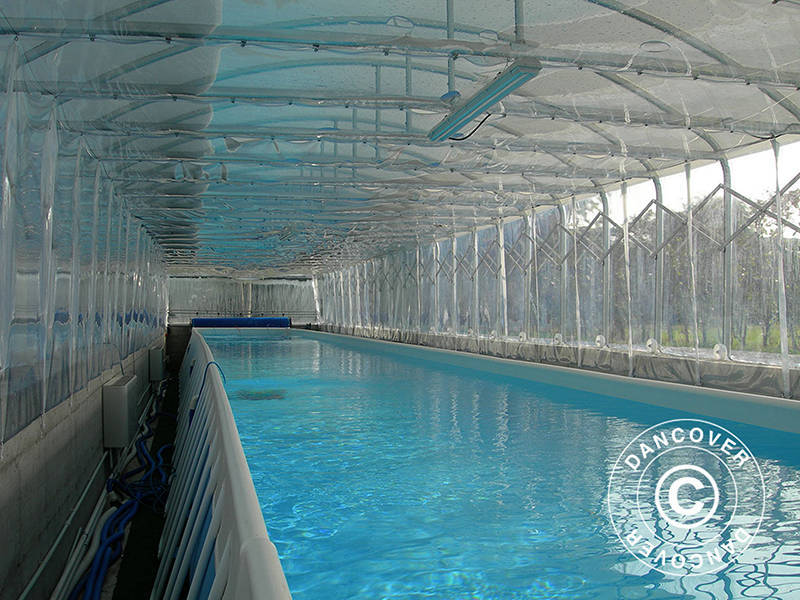 Bassengoverbygg, kan sammenfoldes, 6x10,3x2,7m, Hvit/Transparent - Image 4
