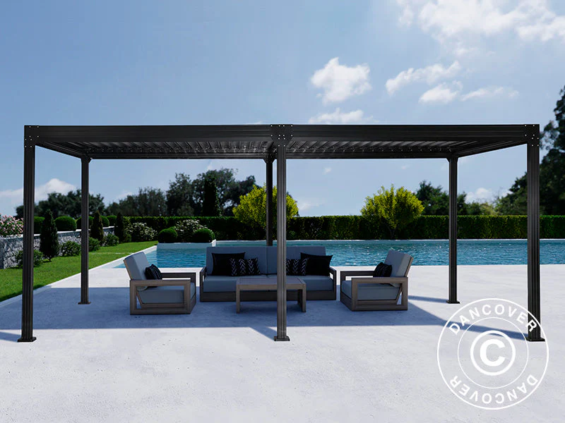 Bioklimatisk pergola paviljong Monterey S2, 3x6m, Svart - Image 3