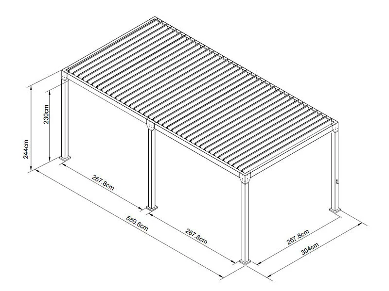 Bioklimatisk pergola paviljong Monterey S2, 3x6m, Svart - Image 7