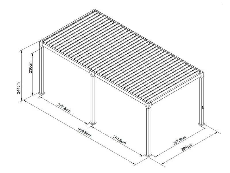 Bioklimatisk pergola paviljong Monterey S2, 4x6m, Svart - Image 5