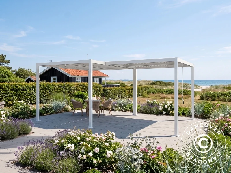 Bioklimatisk pergola paviljong San Pablo Alu+,3x3m, 3x4m, Hvit, 2 stk. - Image 2