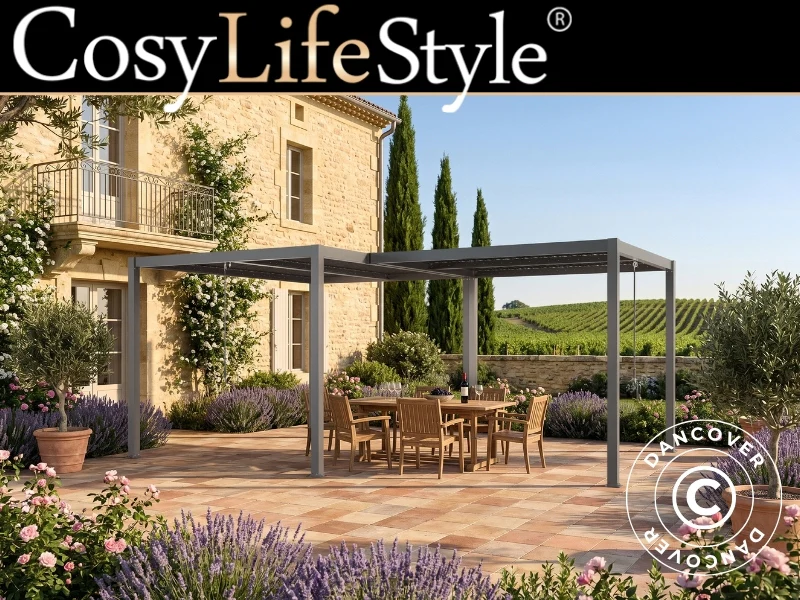 Bioklimatisk pergola paviljong San Pablo Alu+,3x3m, 3x4m, Svart, 2 stk.
