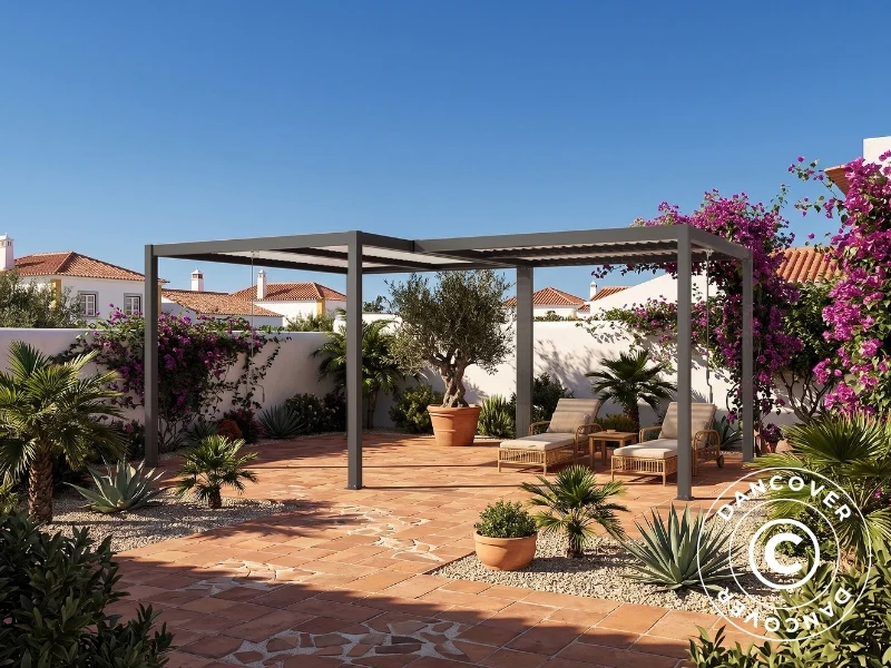 Bioklimatisk pergola paviljong San Pablo Alu+, 3x3m, 3x4m, Svart/Hvit, 2 stk. - Image 2