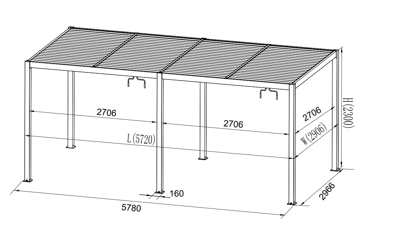 Bioklimatisk pergola paviljong San Pablo Alu+, 3x3m, 3x5,8m, Svart, 2 stk. - Image 8
