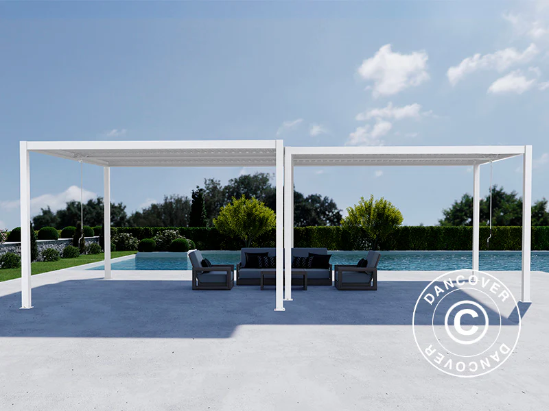 Bioklimatisk pergola paviljong San Pablo Alu+, 3x3m, 4x4m, Hvit, 2 stk. - Image 3
