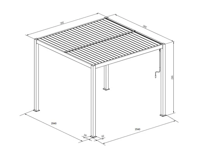 Bioklimatisk pergola paviljong San Pablo Alu+, 3x3m, 4x4m, Svart/Hvit, 2 stk. - Image 5