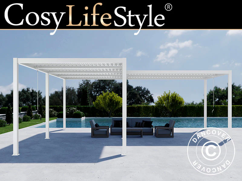 Bioklimatisk pergola paviljong San Pablo Alu+,3x3m, 4x5,8m, Hvit, 2 stk.