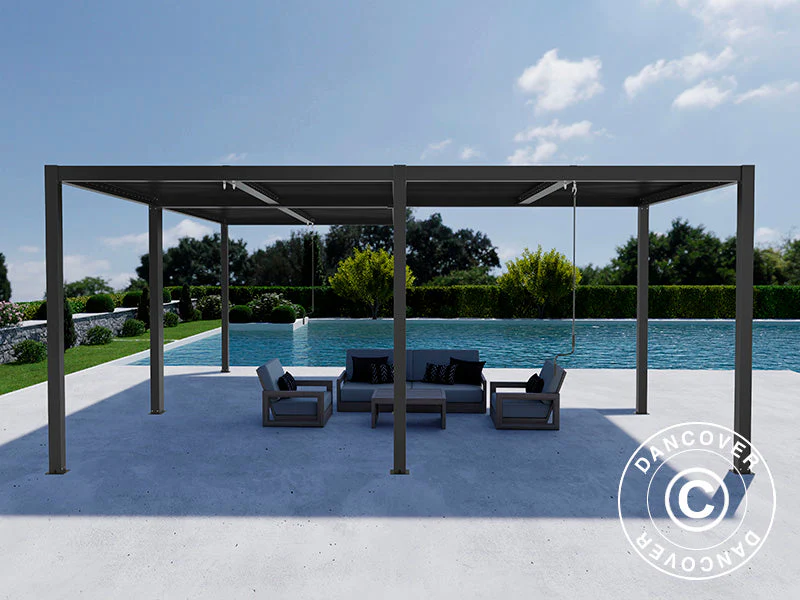 Bioklimatisk pergola paviljong San Pablo Alu+, 3x3m, 4x5,8m, Svart, 2 stk. - Image 2