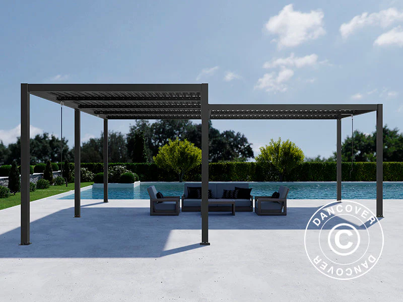 Bioklimatisk pergola paviljong San Pablo Alu+, 3x3m, 4x5,8m, Svart, 2 stk. - Image 3