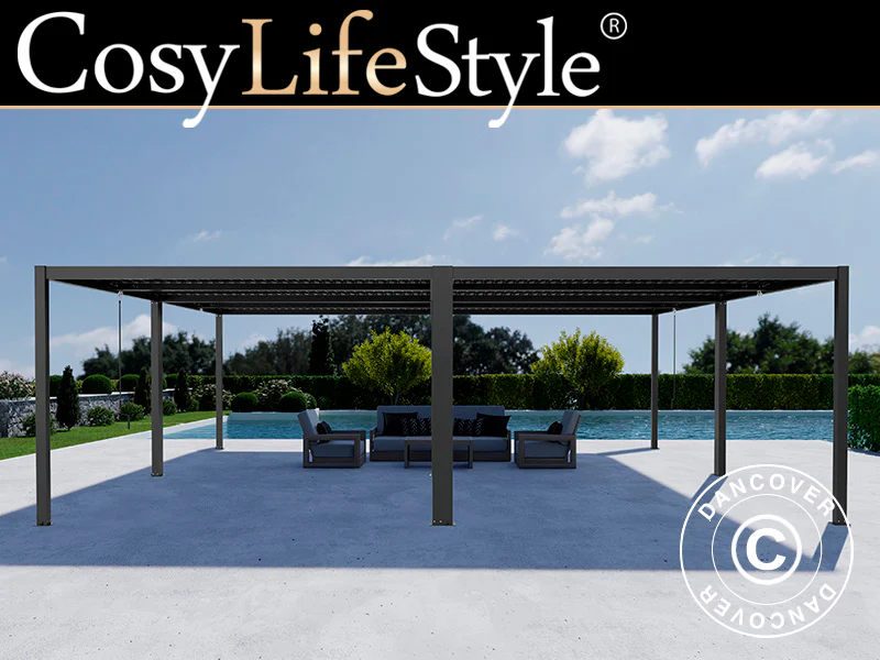 Bioklimatisk pergola paviljong San Pablo Alu+, 3x3m, Svart, 4 stk.