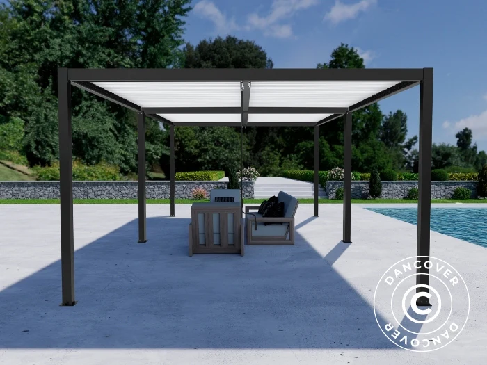 Bioklimatisk pergola paviljong San Pablo Alu+, 3x3m, Svart/Hvit, 2 stk. - Image 4