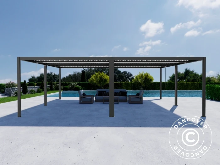 Bioklimatisk pergola paviljong San Pablo Alu+, 3x3m, Svart/Hvit, 4 stk. - Image 4