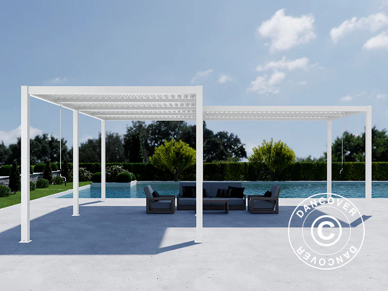 Bioklimatisk pergola paviljong San Pablo Alu+, 3x4m, 3x5,8m, Hvit, 2 stk. - Image 3