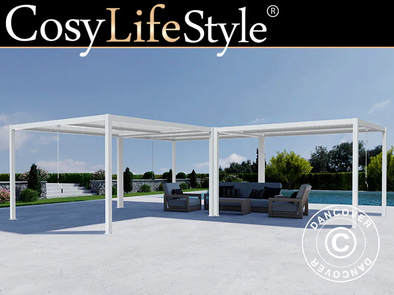 Bioklimatisk pergola paviljong San Pablo Alu+, 3x4m, 4x4m, 3x5,8m, Hvit, 3 stk.
