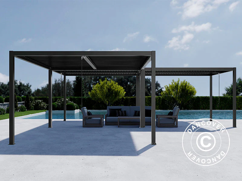 Bioklimatisk pergola paviljong San Pablo Alu+, 3x4m, 4x4m, 3x5,8m, Svart, 3 stk. - Image 3