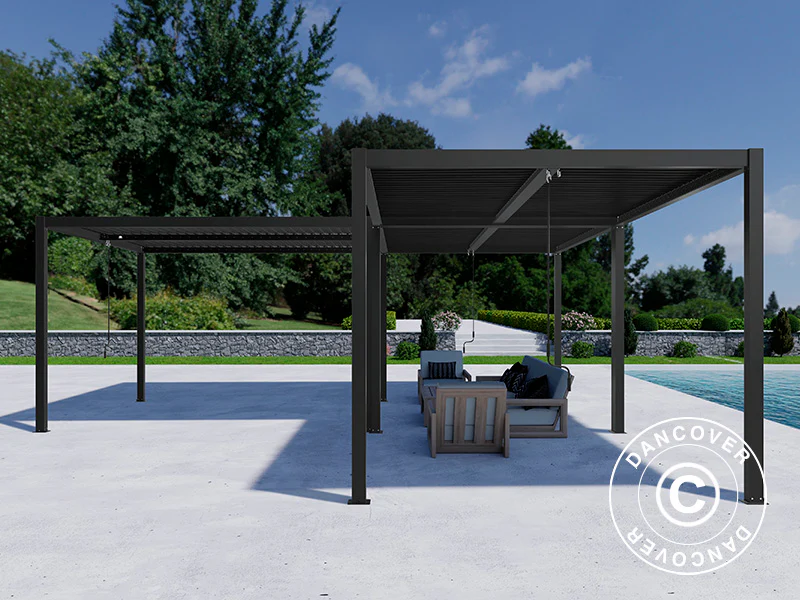 Bioklimatisk pergola paviljong San Pablo Alu+, 3x4m, 4x4m, 3x5,8m, Svart, 3 stk. - Image 4