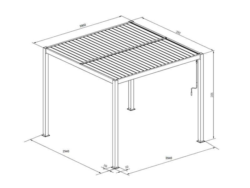 Bioklimatisk pergola paviljong San Pablo Alu+, 3x4m, 4x4m, 3x5,8m, Svart, 3 stk. - Image 7