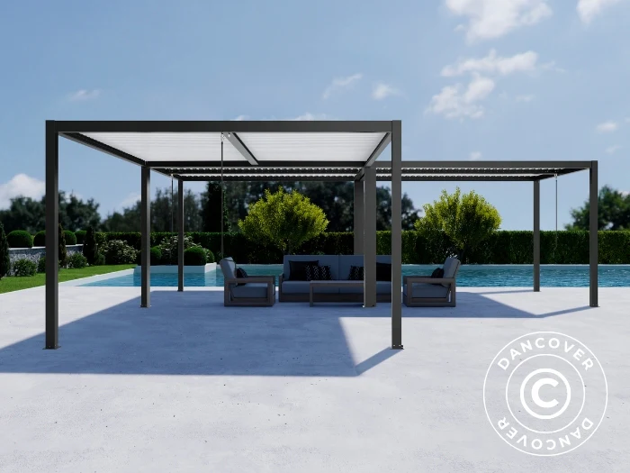 Bioklimatisk pergola paviljong San Pablo Alu+, 3x4m, 4x4m, 3x5,8m, Svart/Hvit, 3 stk. - Image 2