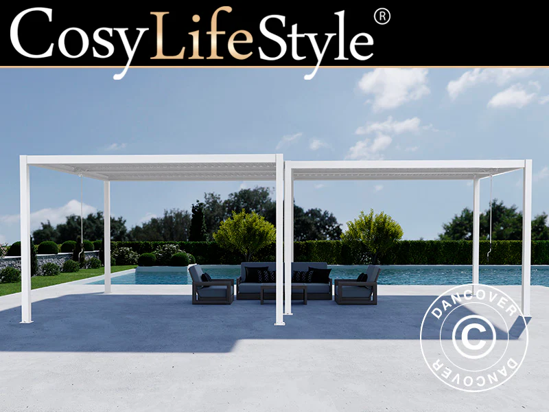Bioklimatisk pergola paviljong San Pablo Alu+, 3x4m, 4x4m, Hvit, 2 stk.