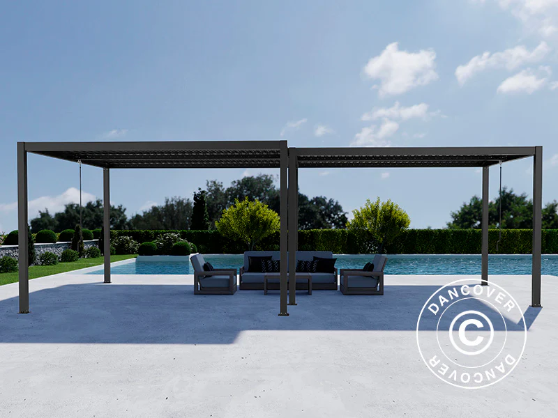 Bioklimatisk pergola paviljong San Pablo Alu+, 3x4m, 4x4m, Svart, 2 stk. - Image 2