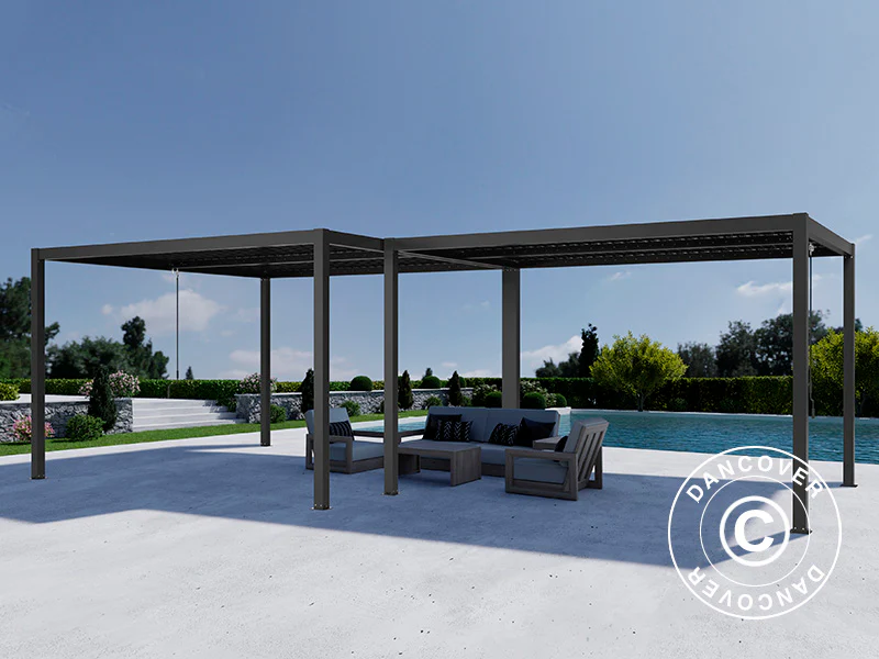 Bioklimatisk pergola paviljong San Pablo Alu+, 3x4m, 4x4m, Svart, 2 stk. - Image 3