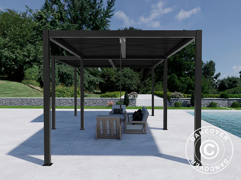 Bioklimatisk pergola paviljong San Pablo Alu+, 3x4m, 4x4m, Svart, 2 stk. - Image 4
