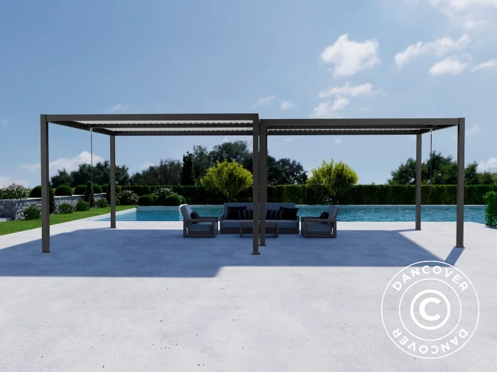 Bioklimatisk pergola paviljong San Pablo Alu+, 3x4m, 4x4m, Svart/Hvit, 2 stk. - Image 3