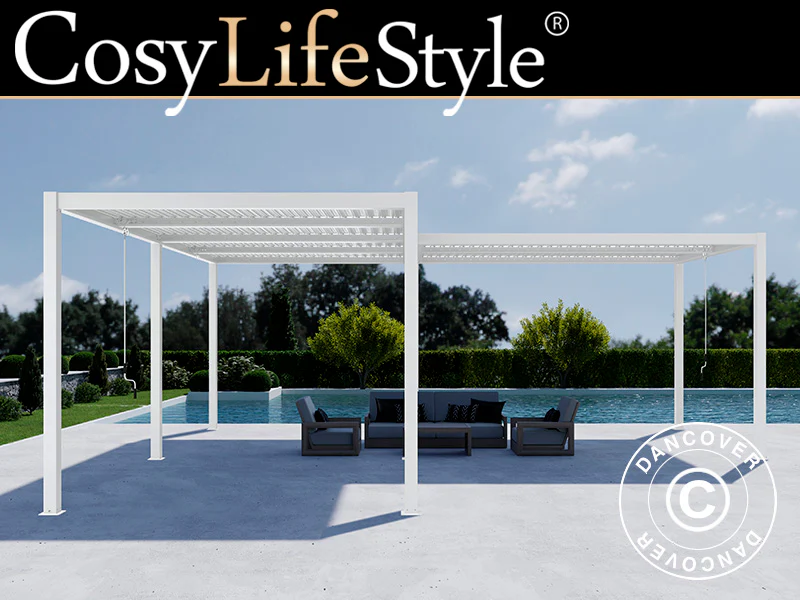 Bioklimatisk pergola paviljong San Pablo Alu+,3x4m, 4x5,8m, Hvit, 2 stk.