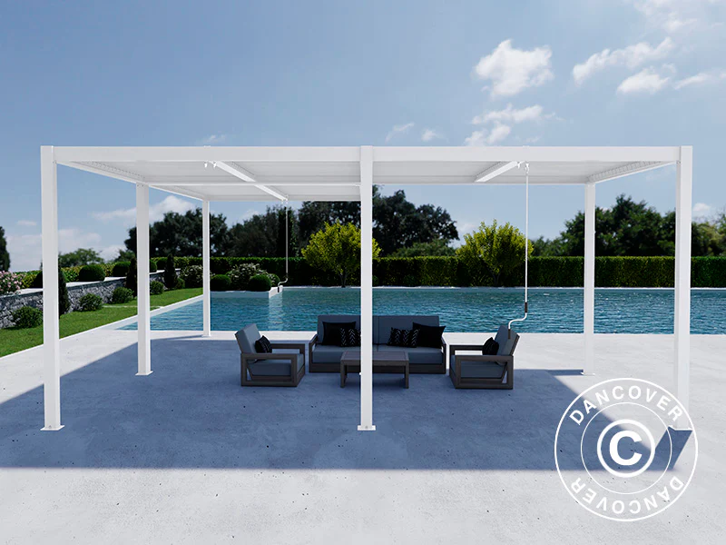 Bioklimatisk pergola paviljong San Pablo Alu+,3x4m, 4x5,8m, Hvit, 2 stk. - Image 3