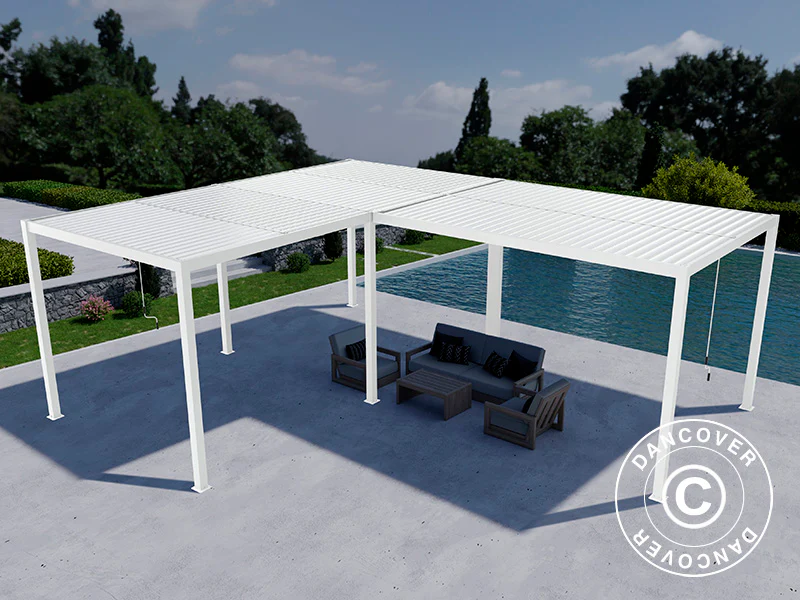 Bioklimatisk pergola paviljong San Pablo Alu+,3x4m, 4x5,8m, Hvit, 2 stk. - Image 4