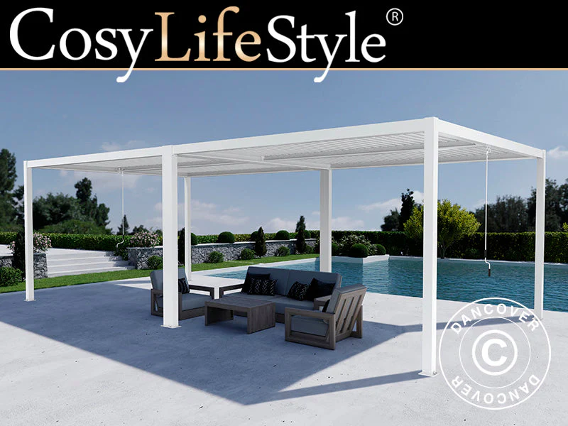 Bioklimatisk pergola paviljong San Pablo Alu+, 3x4m, Hvit, 2 stk.