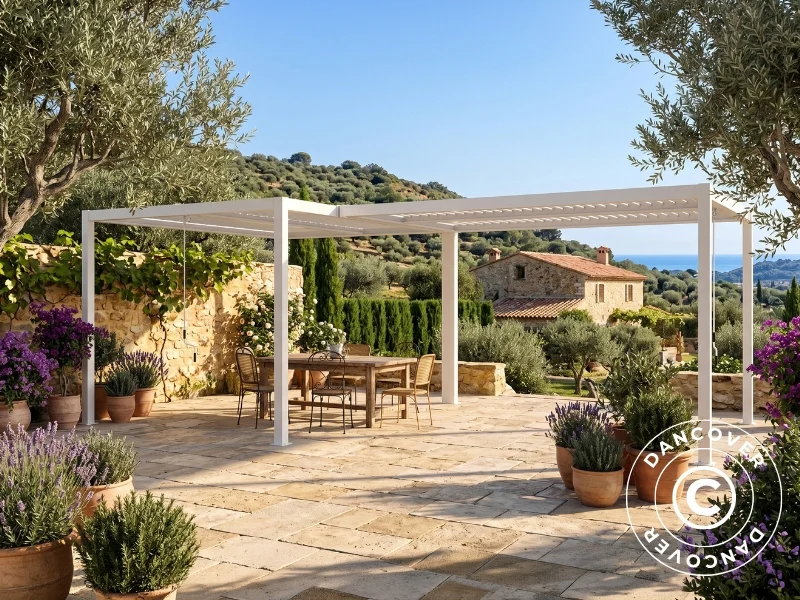 Bioklimatisk pergola paviljong San Pablo Alu+, 3x4m, L-formet, Hvit, 2 stk. - Image 2