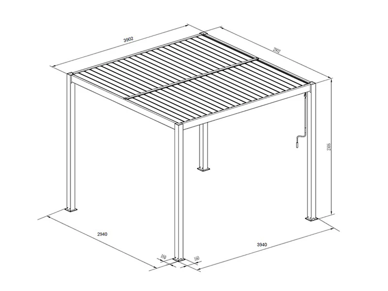 Bioklimatisk pergola paviljong San Pablo Alu+, 3x4m, Svart, 3 stk. - Image 7