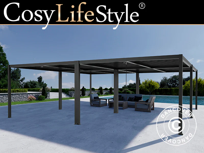 Bioklimatisk pergola paviljong San Pablo Alu+, 3x4m, Svart, 4 stk.